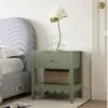 Henley Scalloped Edge Bedside Table With Drawer, Sage Green -Daals Store BSD 160 SAGE main