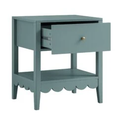 Henley Scalloped Edge Bedside Table With Drawer, Blue Spruce -Daals Store BSD 160 TEAL WB3