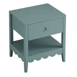 Henley Scalloped Edge Bedside Table With Drawer, Blue Spruce -Daals Store BSD 160 TEAL WB4