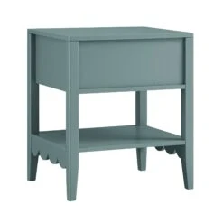 Henley Scalloped Edge Bedside Table With Drawer, Blue Spruce -Daals Store BSD 160 TEAL WB6
