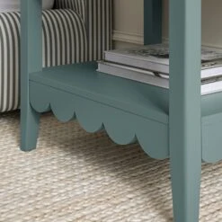 Henley Scalloped Edge Bedside Table With Drawer, Blue Spruce -Daals Store BSD 160 TEAL scene3