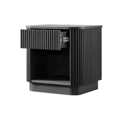 Maru 1-Drawer Bedside Table, Black -Daals Store BSD 167 BLACK WB3