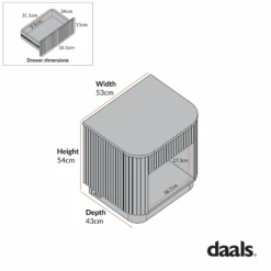 Maru 1-Drawer Bedside Table, Black -Daals Store BSD 167 CHART