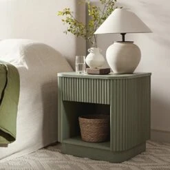 Maru 1-Drawer Bedside Table, Sage Green -Daals Store BSD 167 SAGE scene1