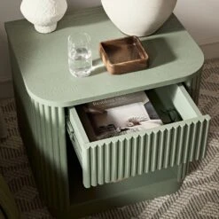 Maru 1-Drawer Bedside Table, Sage Green -Daals Store BSD 167 SAGE scene2