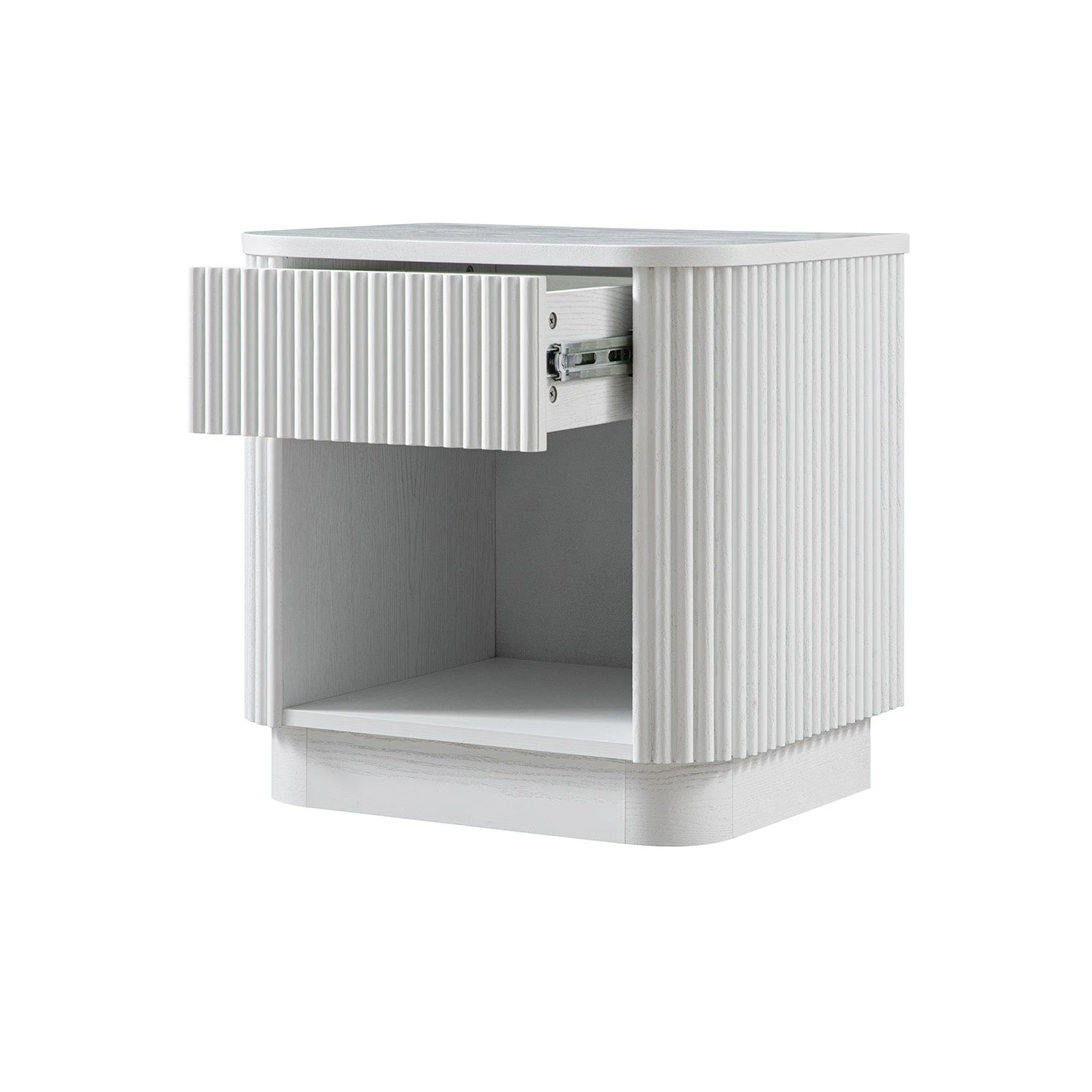 Maru 1-Drawer Bedside Table, Washed White 9 Maru 1-Drawer Bedside Table, Washed White - Image 9