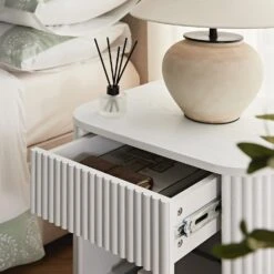 Maru 1-Drawer Bedside Table, Washed White 17 Maru 1-Drawer Bedside Table, Washed White -Daals Store BSD 167 WHITE scene3