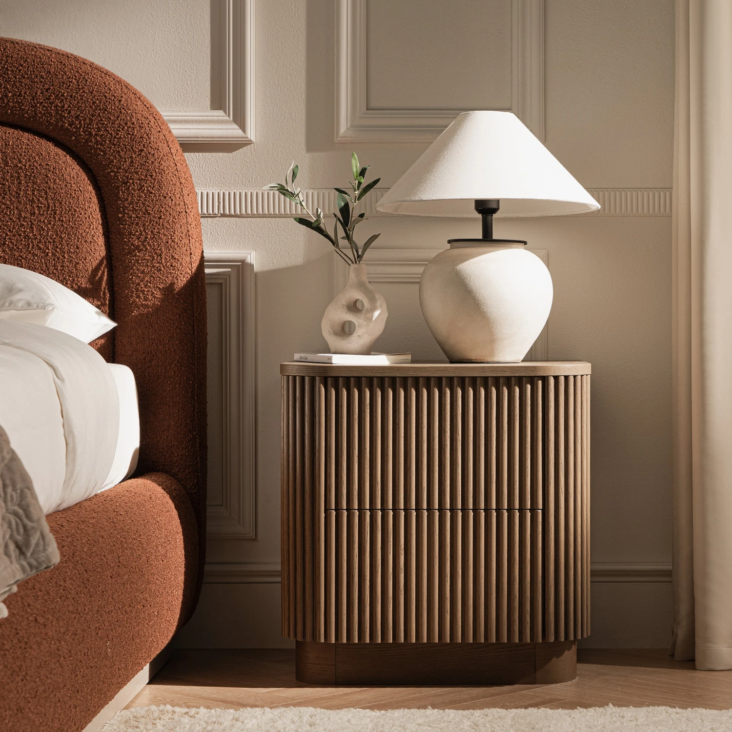 Maru 2-Drawer Bedside Table, Silver Oak 2 Maru 2-Drawer Bedside Table, Silver Oak - Image 2