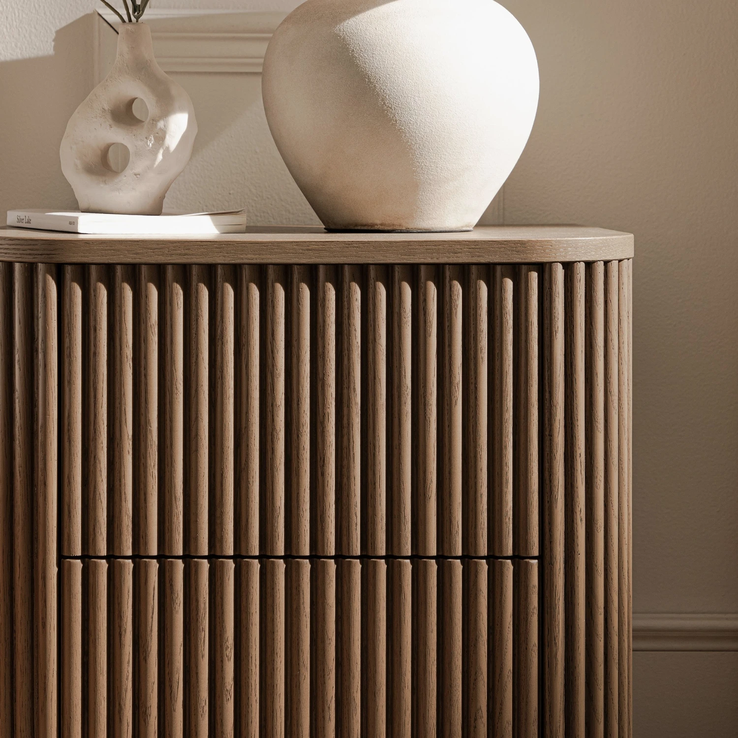 Maru 2-Drawer Bedside Table, Silver Oak 3 Maru 2-Drawer Bedside Table, Silver Oak - Image 3