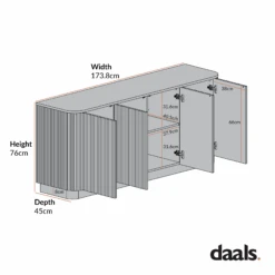Maru Large 4-Door Sideboard, Silver Oak -Daals Store BSD 170 CHART 3