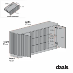 Maru Large 2-Door Sideboard With Drawers, Silver Oak 27 Maru Large 2-Door Sideboard With Drawers, Silver Oak -Daals Store BSD 171 CHART 4