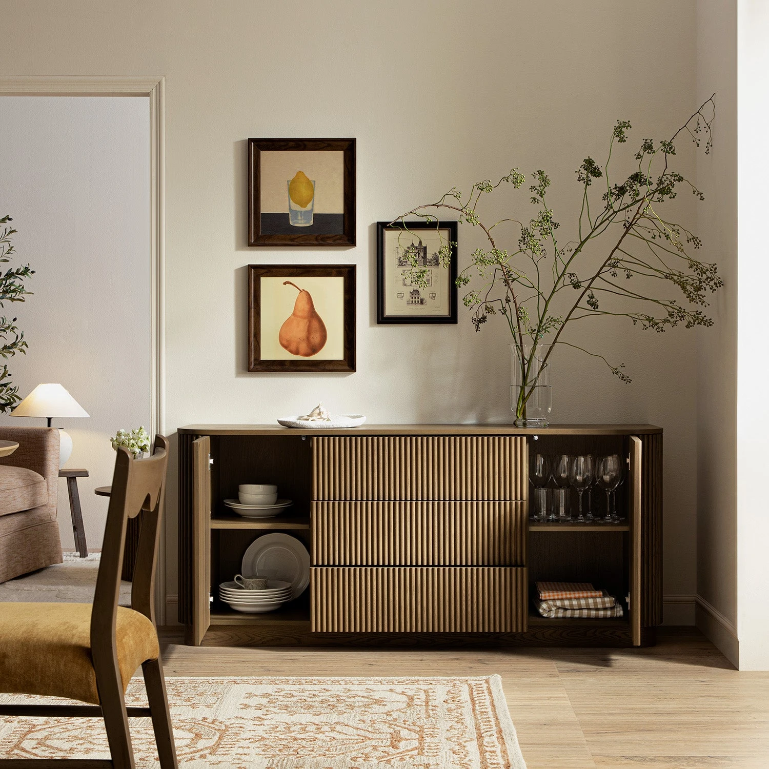 Maru Large 2-Door Sideboard With Drawers, Silver Oak 3 Maru Large 2-Door Sideboard With Drawers, Silver Oak - Image 3