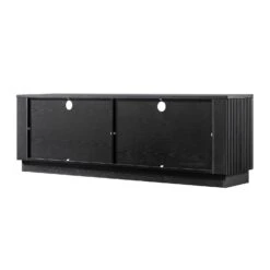 Maru 162cm Black Fluted TV Unit – Curved Solid Ash Media Console with Drawers -Daals Store BSD 174 BLACK WB5