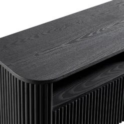 Maru 162cm Black Fluted TV Unit – Curved Solid Ash Media Console with Drawers -Daals Store BSD 174 BLACK detail3