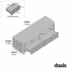 Maru 162cm TV Unit With Drawers, Oak 23 Maru 162cm TV Unit With Drawers, Oak -Daals Store BSD 174 CHART 1
