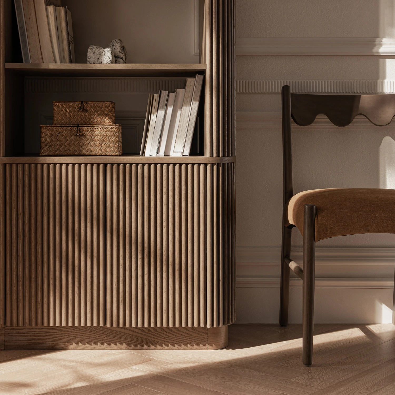 Maru Bookcase With Cabinet, Silver Oak 4 Maru Bookcase With Cabinet, Silver Oak - Image 4