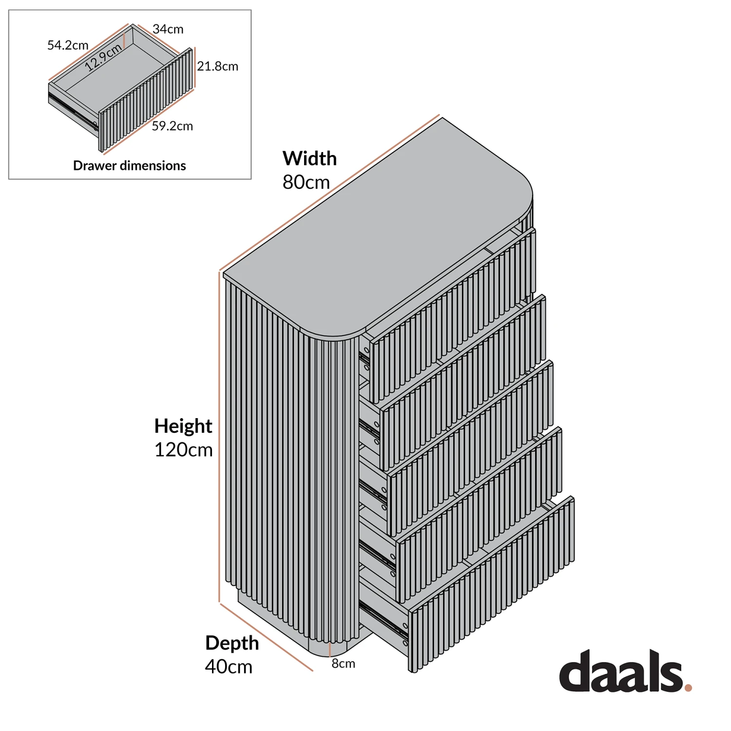 Maru Chest Of 5 Drawers, Oak 9 Maru Chest Of 5 Drawers, Oak - Image 9