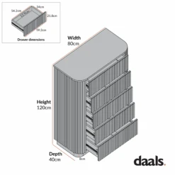 Maru Chest Of 5 Drawers, Washed White 11 Maru Chest Of 5 Drawers, Washed White -Daals Store BSD 177 CHART 3