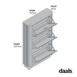 Maru 3-Door Shoe Storage Cabinet, Silver Oak 11 Maru 3-Door Shoe Storage Cabinet, Silver Oak -Daals Store BSD 178 CHART
