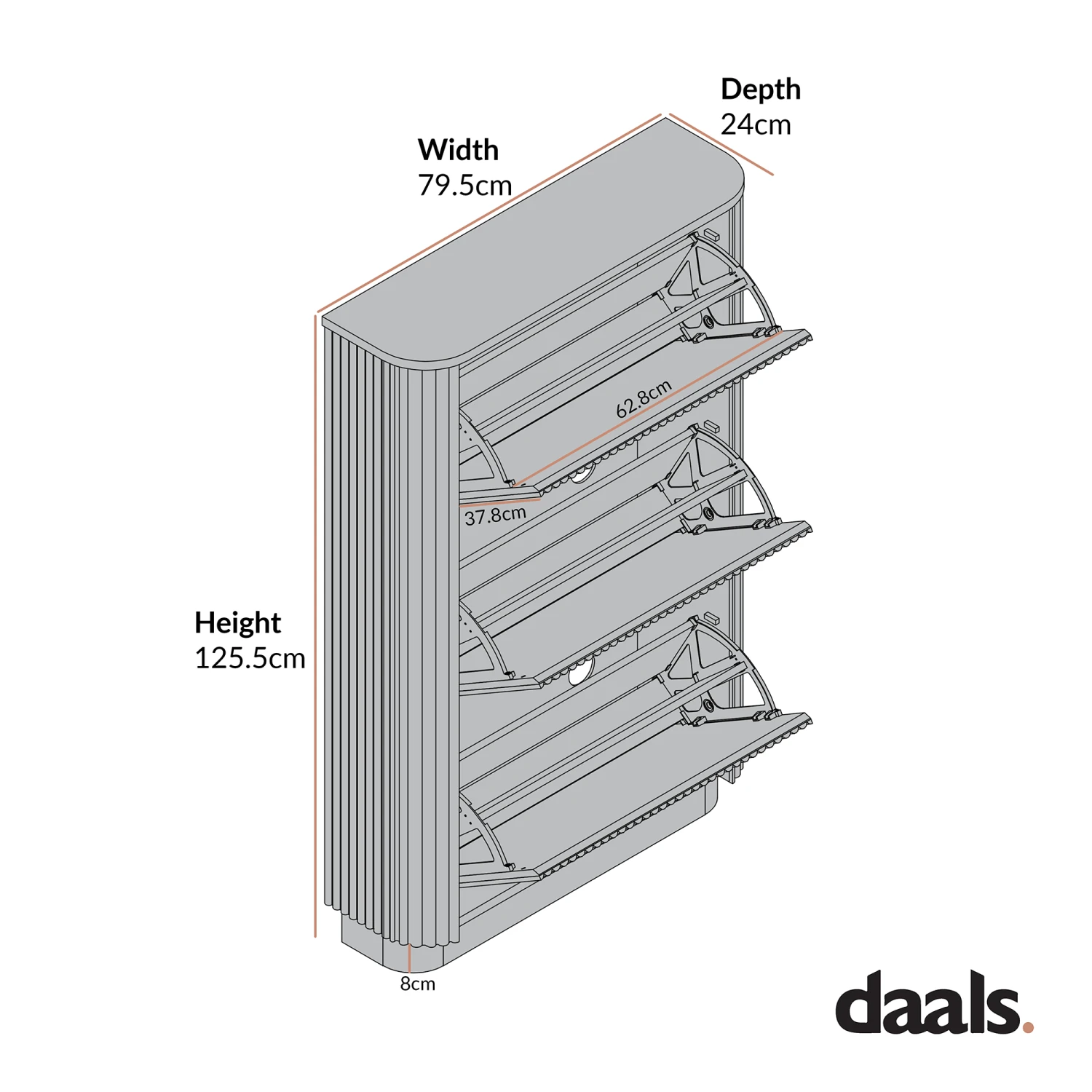 Maru 3-Door Shoe Storage Cabinet, Silver Oak 3 Maru 3-Door Shoe Storage Cabinet, Silver Oak - Image 3