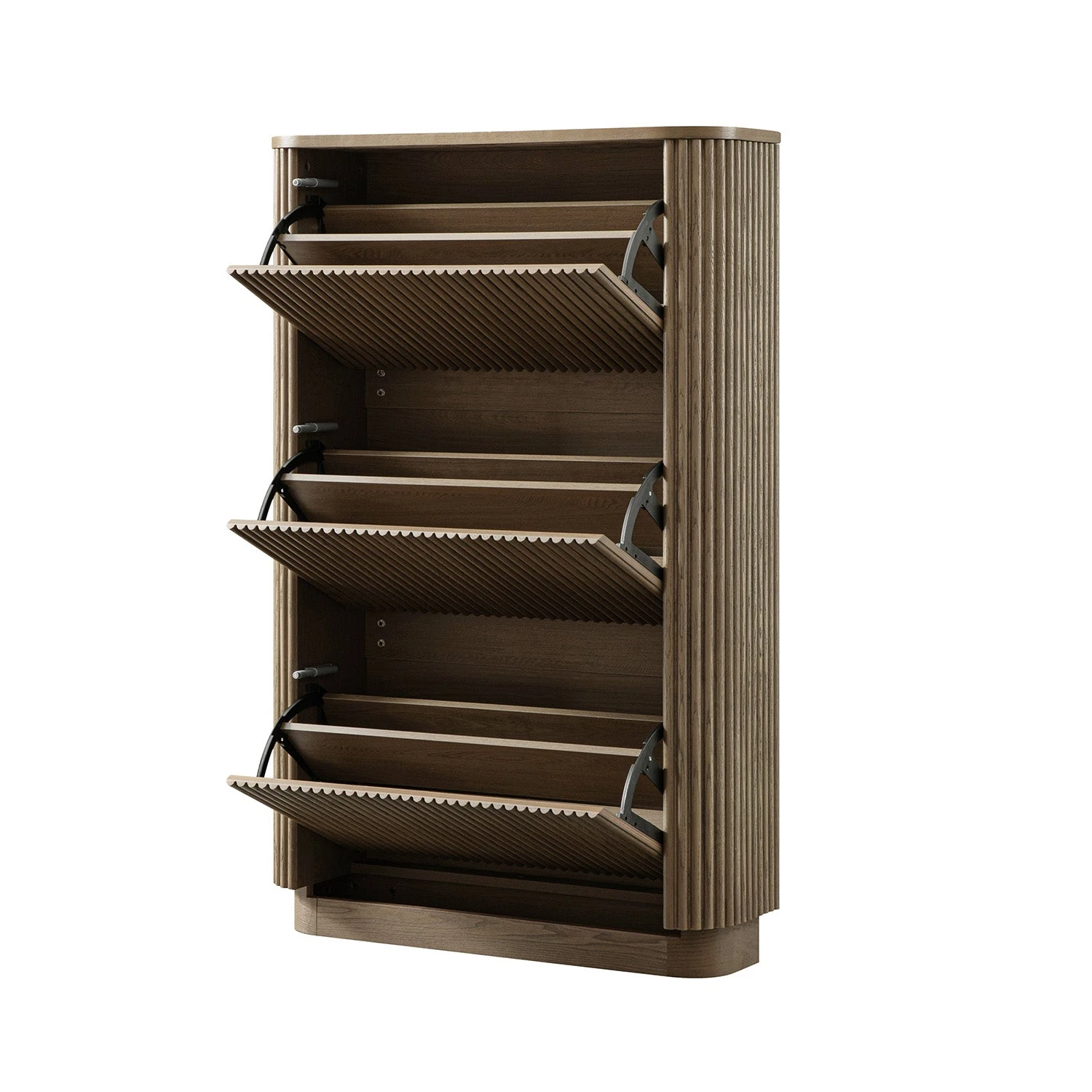 Maru 3-Door Shoe Storage Cabinet, Silver Oak 4 Maru 3-Door Shoe Storage Cabinet, Silver Oak - Image 4