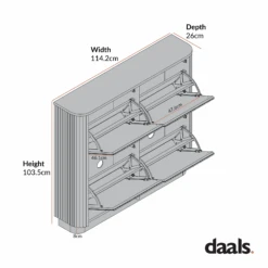 Maru 4-Door Shoe Storage Cabinet, Silver Oak 10 Maru 4-Door Shoe Storage Cabinet, Silver Oak -Daals Store BSD 179 CHART 2