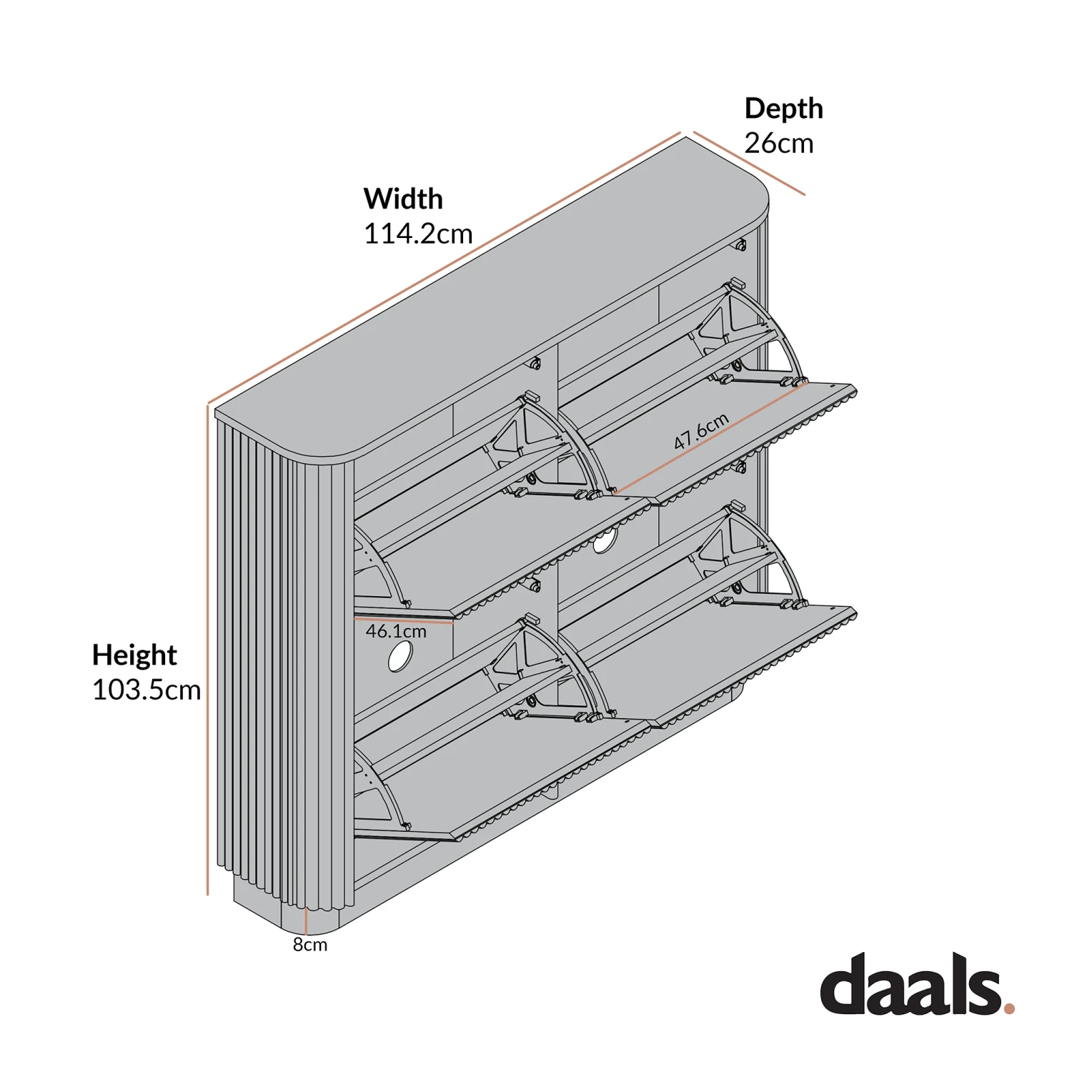 Maru 4-Door Shoe Storage Cabinet, Silver Oak 3 Maru 4-Door Shoe Storage Cabinet, Silver Oak - Image 3