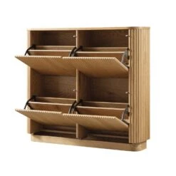 Maru 4-Door Shoe Storage Cabinet, Oak 23 Maru 4-Door Shoe Storage Cabinet, Oak -Daals Store BSD 179 OAK WB3