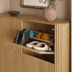 Maru 4-Door Shoe Storage Cabinet, Oak 17 Maru 4-Door Shoe Storage Cabinet, Oak -Daals Store BSD 179 OAK scene3