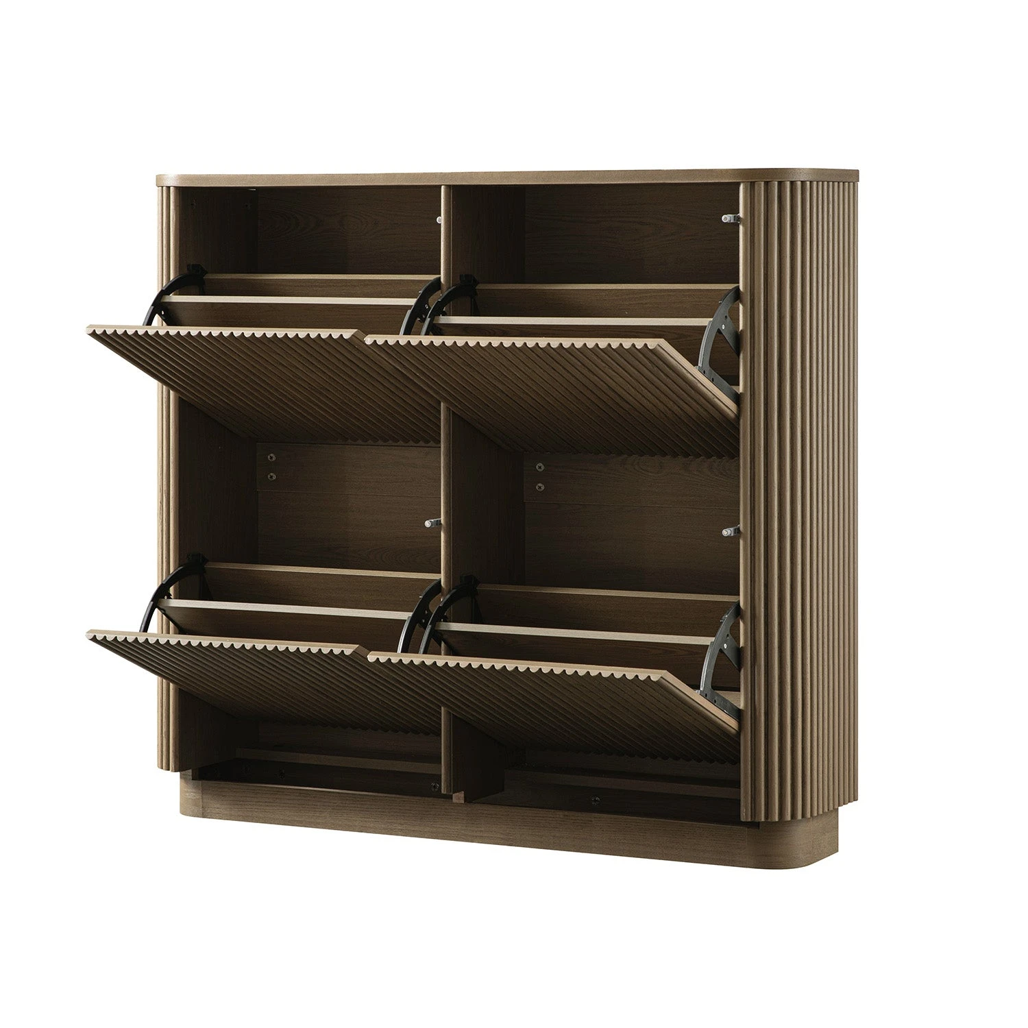 Maru 4-Door Shoe Storage Cabinet, Silver Oak 2 Maru 4-Door Shoe Storage Cabinet, Silver Oak - Image 2