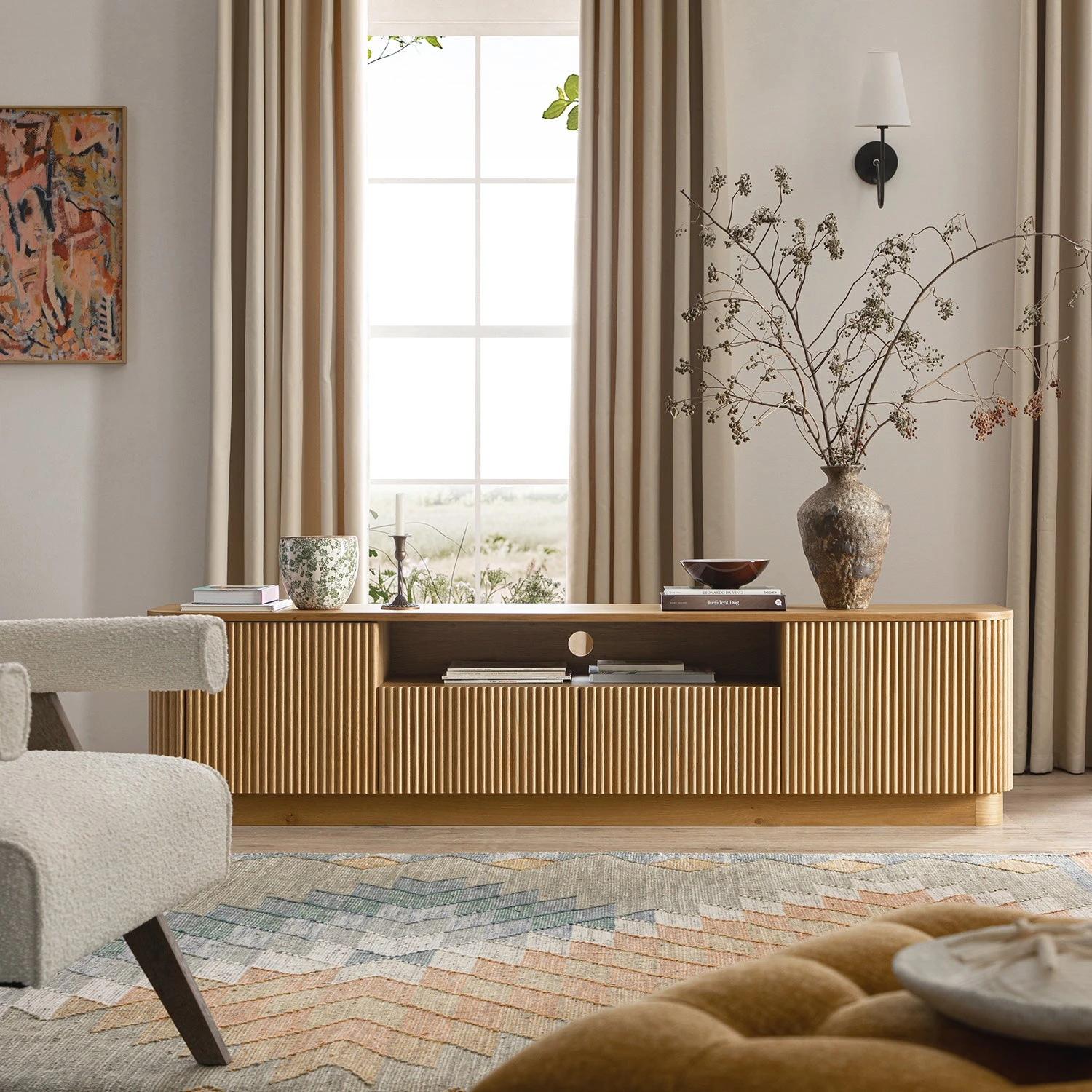 Maru Natural Oak with Fluted Fronts β 200cm Wide Architectural TV Unit 2 Maru Natural Oak with Fluted Fronts β 200cm Wide Architectural TV Unit - Image 2