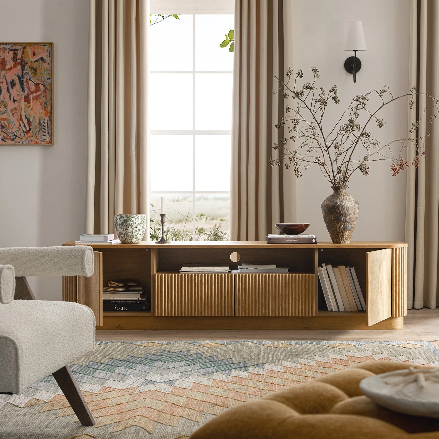 Maru Natural Oak with Fluted Fronts β 200cm Wide Architectural TV Unit 3 Maru Natural Oak with Fluted Fronts β 200cm Wide Architectural TV Unit - Image 3