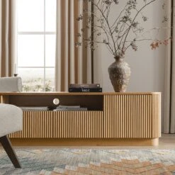 Maru Natural Oak with Fluted Fronts β 200cm Wide Architectural TV Unit 22 Maru Natural Oak with Fluted Fronts β 200cm Wide Architectural TV Unit -Daals Store BSD 180 OAK scene3