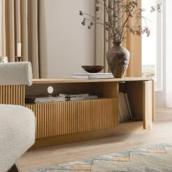 Maru Natural Oak with Fluted Fronts β 200cm Wide Architectural TV Unit 25 Maru Natural Oak with Fluted Fronts β 200cm Wide Architectural TV Unit -Daals Store BSD 180 OAK scene6