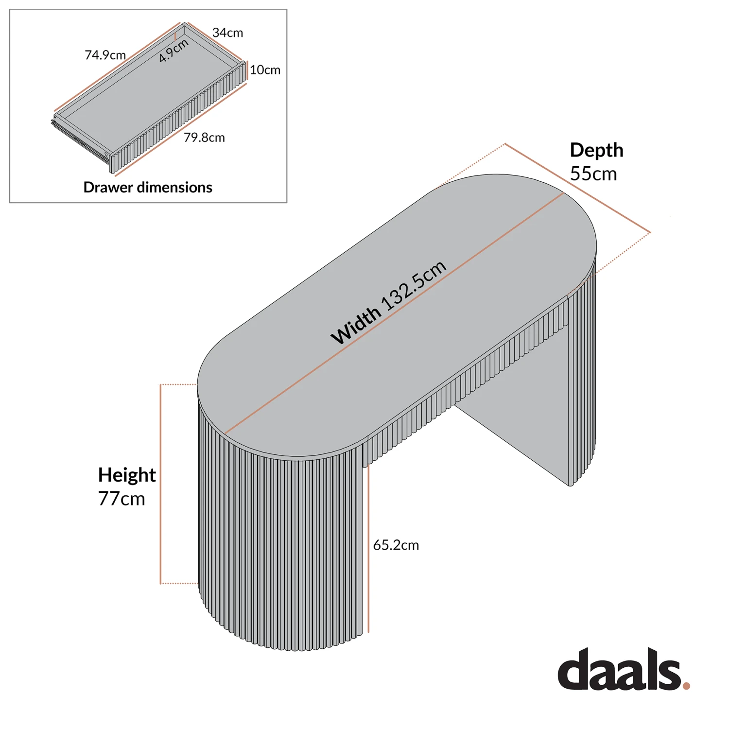 Maru 1-Drawer Writing Desk, Washed White 9 Maru 1-Drawer Writing Desk, Washed White - Image 9