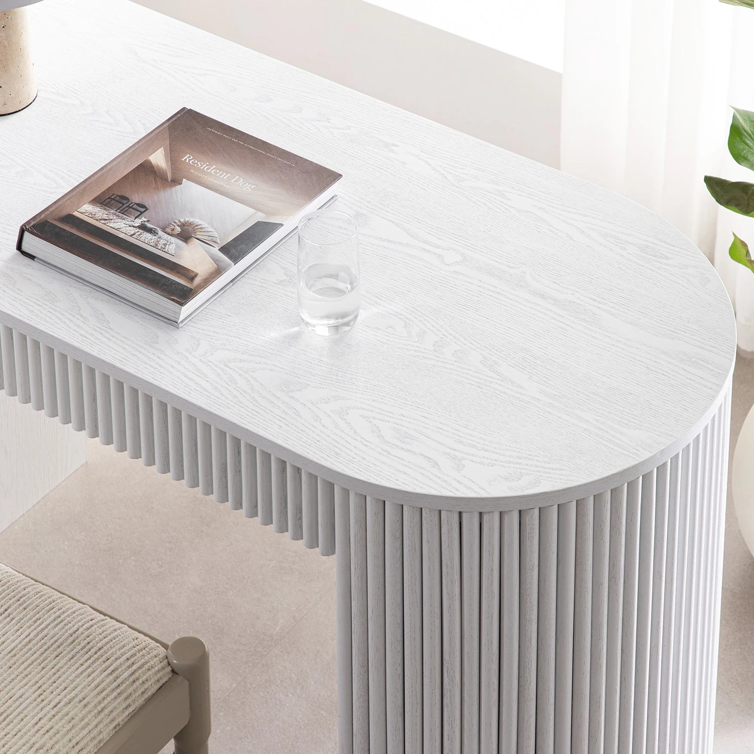 Maru 1-Drawer Writing Desk, Washed White 5 Maru 1-Drawer Writing Desk, Washed White - Image 5