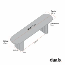 Maru 150cm Dining Bench, Silver Oak 9 Maru 150cm Dining Bench, Silver Oak -Daals Store BSD 184 CHART 1