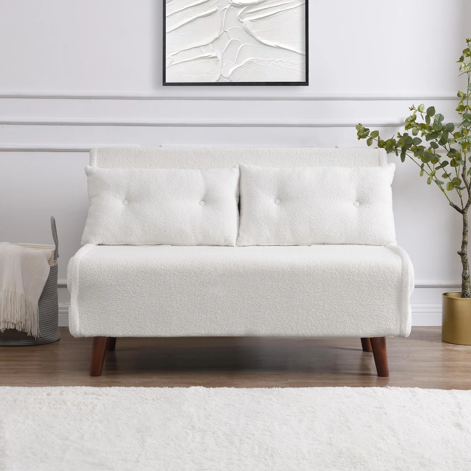 Algo Sofabed With Cushions In Beige Teddy Fabric 2 Seater 2 Algo Sofabed With Cushions In Beige Teddy Fabric 2 Seater - Image 2