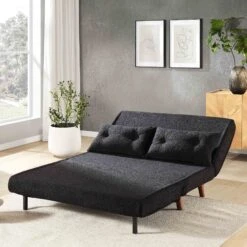 Algo Sofabed With Cushions In Charcoal Teddy Fabric 2 Seater 17 Algo Sofabed With Cushions In Charcoal Teddy Fabric 2 Seater -Daals Store D021B CHARCOAL TEDDY scene2