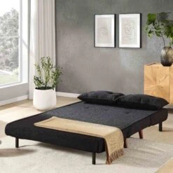 Algo Sofabed With Cushions In Charcoal Teddy Fabric 2 Seater 18 Algo Sofabed With Cushions In Charcoal Teddy Fabric 2 Seater -Daals Store D021B CHARCOAL TEDDY scene3