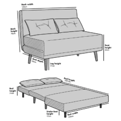 Algo Sofabed With Cushions In Charcoal Teddy Fabric 2 Seater 21 Algo Sofabed With Cushions In Charcoal Teddy Fabric 2 Seater -Daals Store D021B CHART 3
