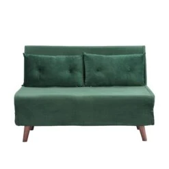 ALGO 2-Seater Small Double Folding Sofa Bed With Cushion Pine Green Velvet 19 ALGO 2-Seater Small Double Folding Sofa Bed With Cushion Pine Green Velvet -Daals Store D021B DGREEN VEL WB1