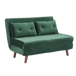 ALGO 2-Seater Small Double Folding Sofa Bed With Cushion Pine Green Velvet 20 ALGO 2-Seater Small Double Folding Sofa Bed With Cushion Pine Green Velvet -Daals Store D021B DGREEN VEL WB2