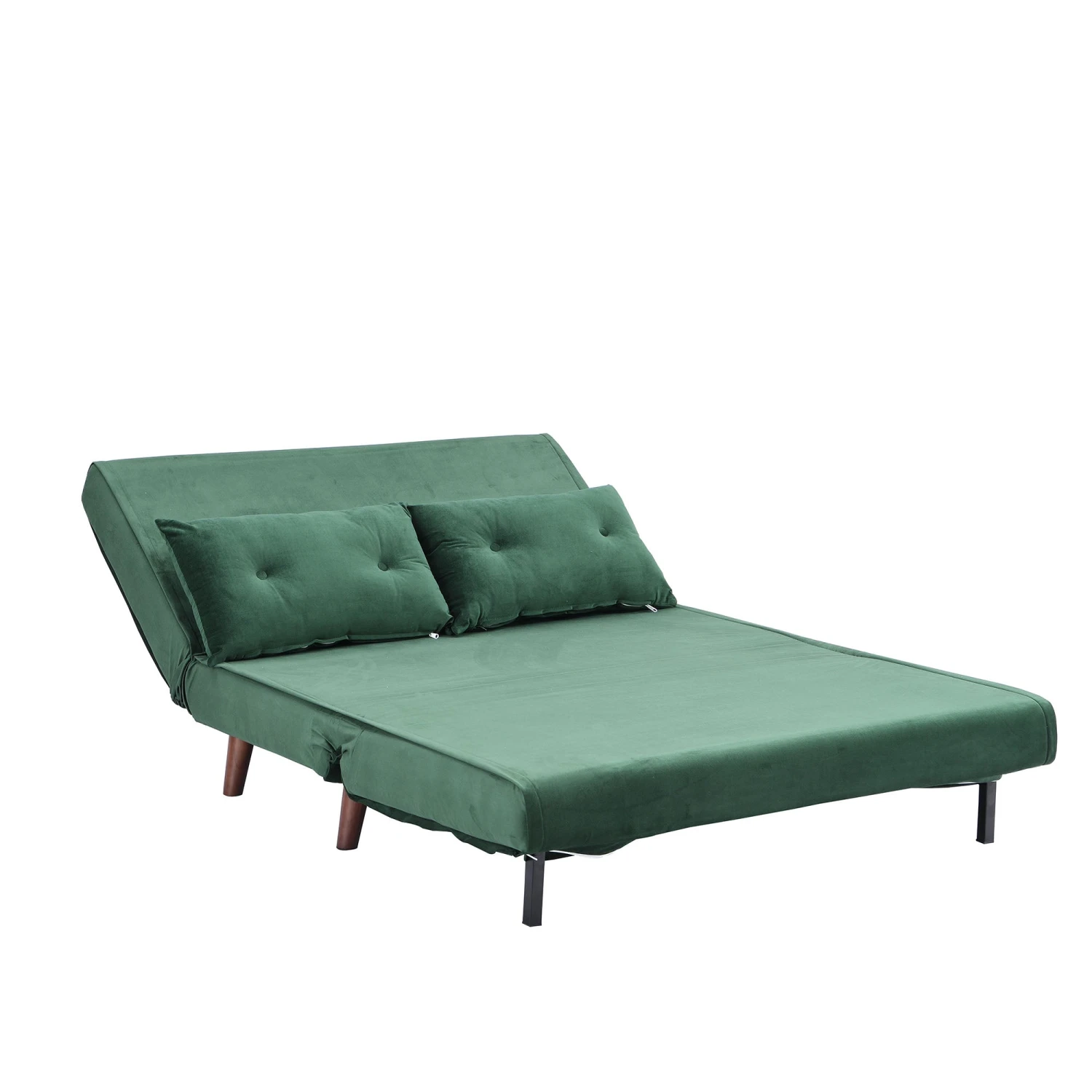 ALGO 2-Seater Small Double Folding Sofa Bed With Cushion Pine Green Velvet 9 ALGO 2-Seater Small Double Folding Sofa Bed With Cushion Pine Green Velvet - Image 9