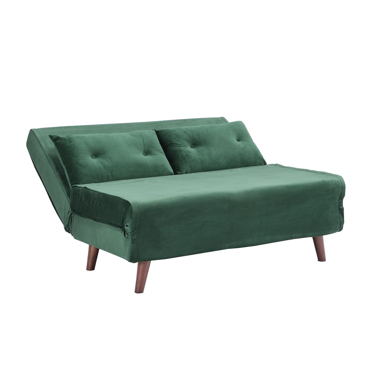 ALGO 2-Seater Small Double Folding Sofa Bed With Cushion Pine Green Velvet 11 ALGO 2-Seater Small Double Folding Sofa Bed With Cushion Pine Green Velvet - Image 11