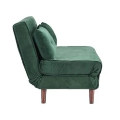 ALGO 2-Seater Small Double Folding Sofa Bed With Cushion Pine Green Velvet 26 ALGO 2-Seater Small Double Folding Sofa Bed With Cushion Pine Green Velvet -Daals Store D021B DGREEN VEL WB7