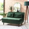 ALGO 2-Seater Small Double Folding Sofa Bed With Cushion Pine Green Velvet