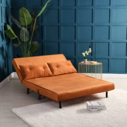 Algo Sofabed With Cushions In Orange Velvet 2 Seater 16 Algo Sofabed With Cushions In Orange Velvet 2 Seater -Daals Store D021B ORANGEVEL scene2