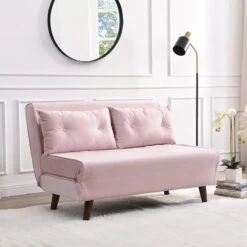 Algo Sofabed With Cushions In Pink Velvet 2 Seater