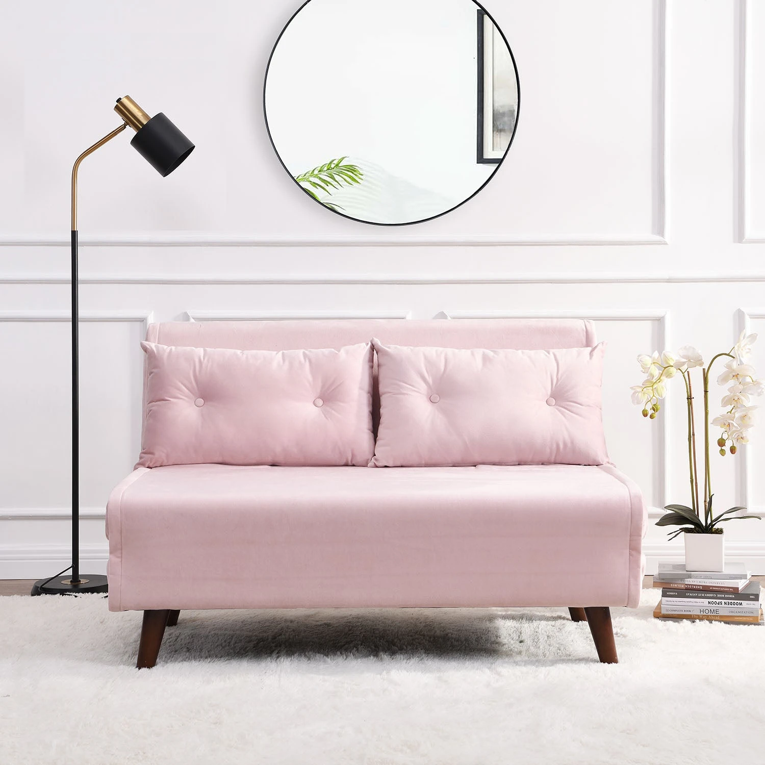 Algo Sofabed With Cushions In Pink Velvet 2 Seater 2 Algo Sofabed With Cushions In Pink Velvet 2 Seater - Image 2